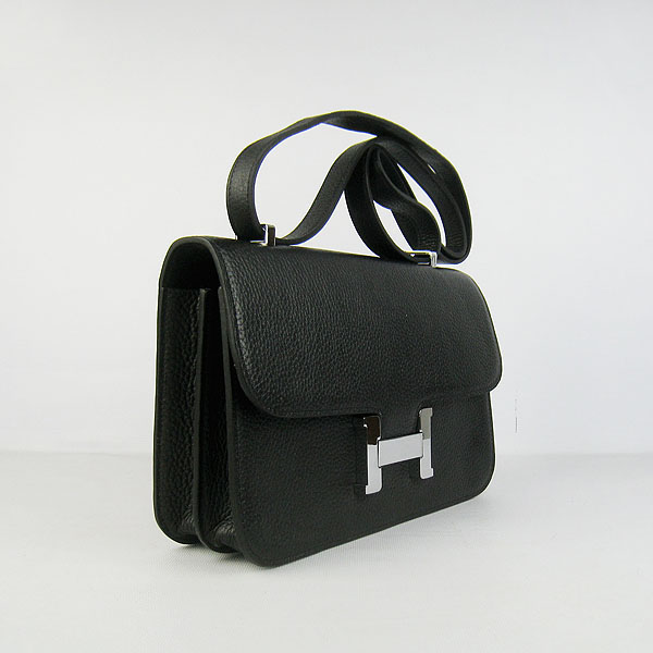 7A Hermes Constance Togo Leather Single Bag Black Silver Hardware H020 - Click Image to Close